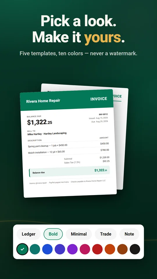 Pick an invoice template and make it yours